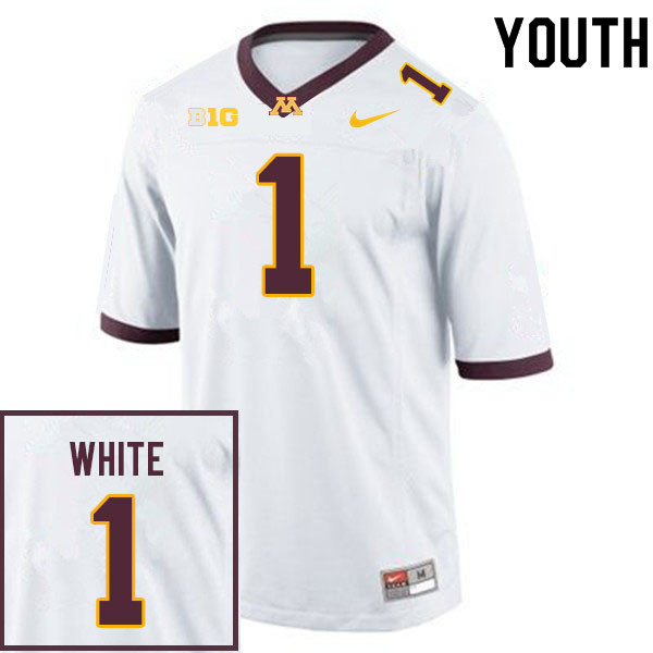 Youth #1 Ike White Minnesota Golden Gophers College Football Jerseys Sale-White
